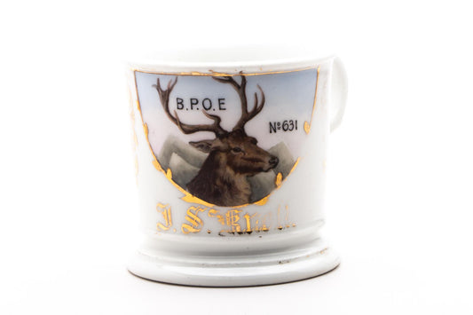 Vintage Hand Painted J.S Knoll BPOE No631 Buck Shaving Mug