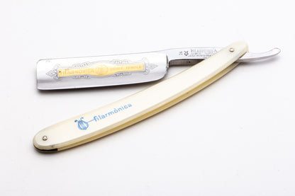 7/8" Filarmonica "Doble Temple" #14 Cream/Blue Straight Razor w/ Coffin | Spain