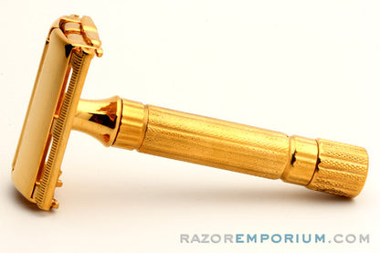 1941 Gillette Gold Regent Tech w/ Leather Case & Original Blade Bank