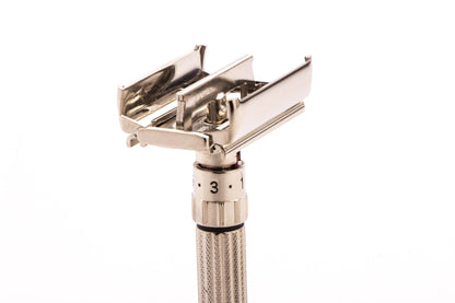 1959 E4 Gillette Fatboy  TTO Adjustable Double Edge Safety Razor  | Factory Nickel Revamp