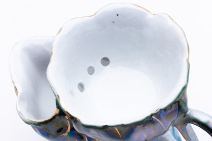 Ceramic Wet Shaving Scuttle Mug Blue and Gold