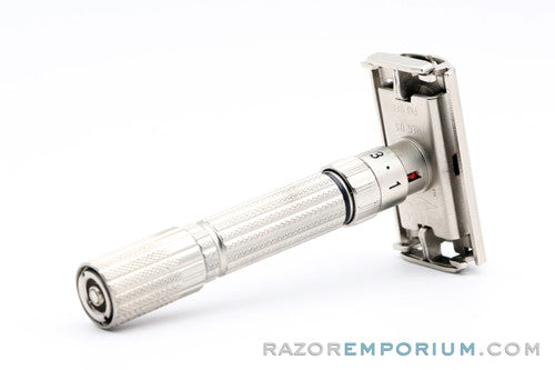 1959 Gillette Fatboy Adjustable Double Edge Safety Razor E2 Satin Nickel Revamp