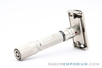 1959 Gillette Fatboy Adjustable Double Edge Safety Razor E2 Satin Nickel Revamp