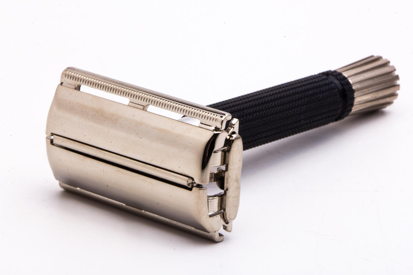 1967 M4 Gillette Black Handle Super Speed Safety Razor | Factory Nickel Revamp