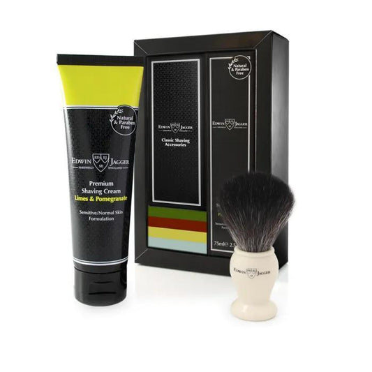 Edwin Jagger Imitation Ivory Synthetic Brush Gift Set ( Aloe Vera )