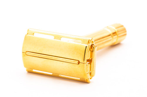 1941 Gillette Gold Regent Tech with Leather Case & Original Blade Bank | 24K Gold Revamp