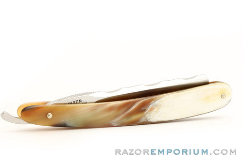 6/8" Ralf Aust American Tip Straight Razor  | Horn Scales