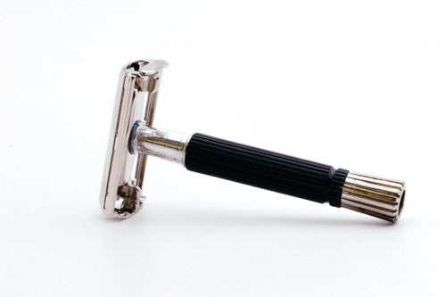 1970 P4 Gillette Black Handle Super Speed DE Safety Razor | Factory Nickel Revamp