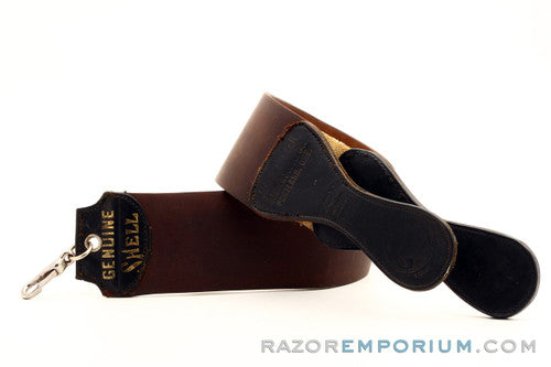Genuine Shell Brown Straight Razor Strop & Canvas