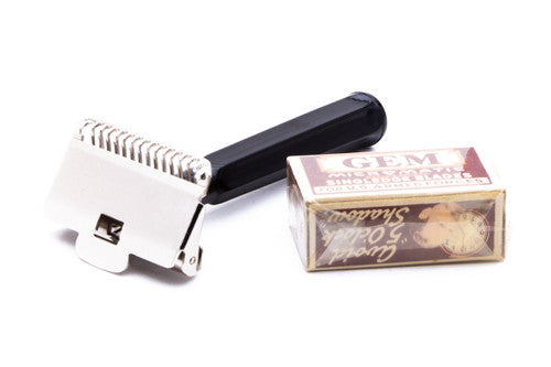 1940's Gem Junior Single Edge Safety Razor with Black Slide Case | Original Condition