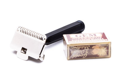 1940's Gem Junior Single Edge Safety Razor with Black Slide Case | Original Condition