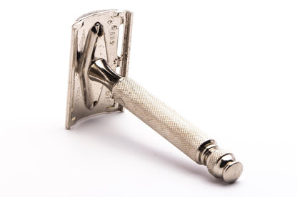 1957 C4 Gillette Ball End Tech Three Peice DE Safety Razor | Original Condition