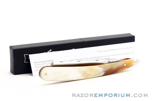 6/8" Ralf Aust American Tip Straight Razor  | Horn Scales