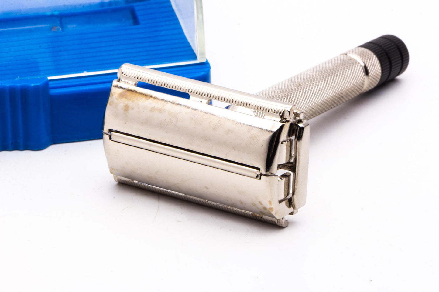 1951 W2 Gillette Black Tip Super Speed TTO DE Razor Set w/ Case & Blades | Original Condition