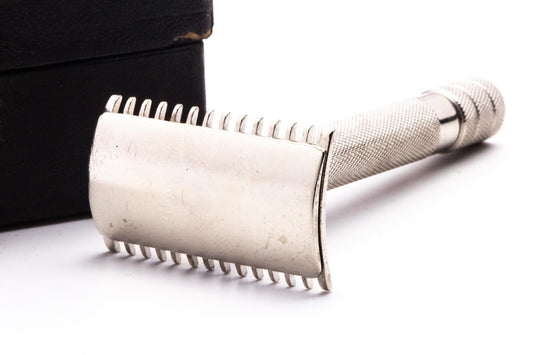 1922 Gillette Single Ring Double Edge Safety Razor Set | Factory Nickel Revamp