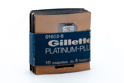 New Old Stock - 50 Gillette Platinum Plus - Made in Argentina - Double Edge Razor Blades