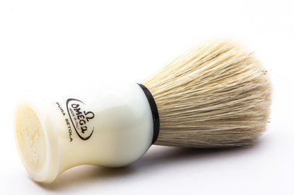 Omega | Model 10066 White Handle Boar Shaving Brush