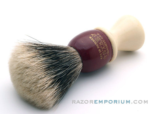 Vintage Star Red & Cream Shaving Brush - 20mm Pure Badger