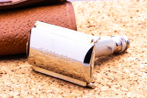 1965 K4 Gillette Travel Tech Double Edge Safety Razor Kit | Original Condition