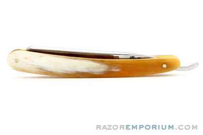 5/8" Ralf Aust Round Tip Straight Razor | Horn Scales