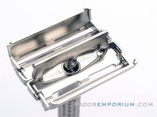 1959 E2 Gillette Flair Tip Super Speed Safety DE Razor | Factory Nickel Revamp