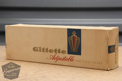 Gillette 1958 Gold Toggle Adjustable DE Safety Razor Set w/ Case & Instructions - D1 - NOS