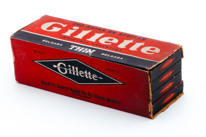 New Old Stock - 200 Gillette Thin Delgada - Made in Argentina - Double Edge Razor Blades
