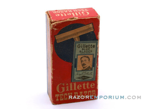 1978 Y1 Gillette Ball End Tech Safety Razor w/ Black Handle & Box
