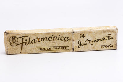 7/8" Filarmonica "Doble Temple" #14 Blue&Red Straight Razor w/ Coffin | Spain