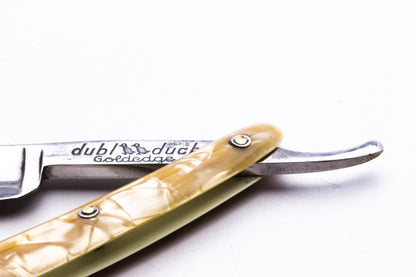 5/8" Dubl Duck Pearlduck Goldedge Straight Razor Original Gold Inlay Celluloid Scales | Solingen, Germany