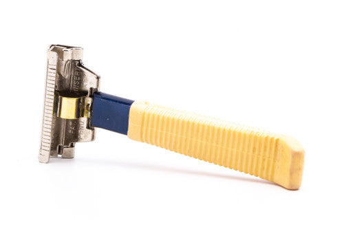 1950's PAL Injecto-Matic Single Edge Safety Razor | Cream/Blue Handle