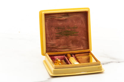 1917 Gillette Milady Décolleté DE Safety Razor Set in Ivory Case | 24K Gold Revamp