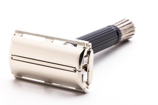 1970 Gillette Black Handle Super Speed Safety Razor | Factory Nickel Revamp