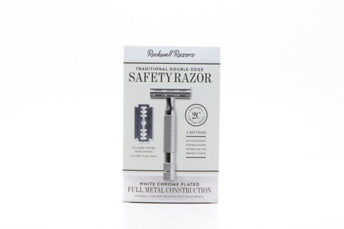 Rockwell 2C White Chrome Adjustable Double Edge Safety Razor | Used
