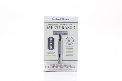 Rockwell 2C White Chrome Adjustable Double Edge Safety Razor | Used