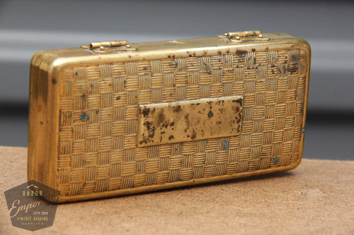 Gillette 1920's  Old Type Pocket Edition  - Basket Weave w/ blue blades
