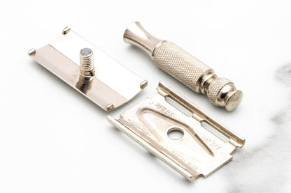1964 J4 Gillette "His" Ball End Travel Double Edge Safety Razor Set | Original Condition
