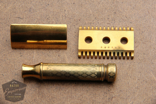 Gillette 1921 Gold New Improved Tuckaway Style Travel DE Safety Razor Set