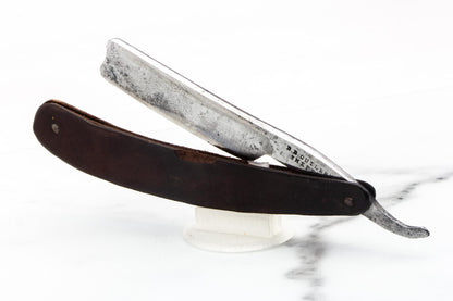 5/8" Vintage Restored B.B. Cutlery Straight Razor With Leather Scales