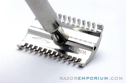 1930's Gillette NEW Ball End Long Comb Razor w/ replica handle | Nickel Revamp