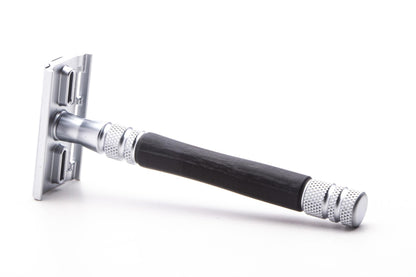 Feather WS-D2S Stainless Steel/Wood Double Edge Safety Razor with Stand