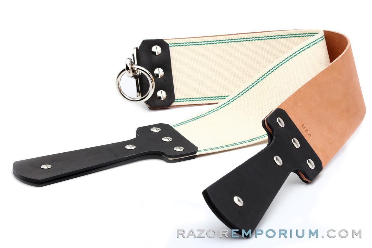 3" Razor Emporium Russet Horsehide & Canvas Straight Razor Strop | Made in USA