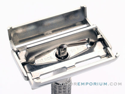 1957 C4 Gillette Regular Flair Tip DE Super Speed Safety Razor NOS w/ Case, Wrapped Blades, & Instructions