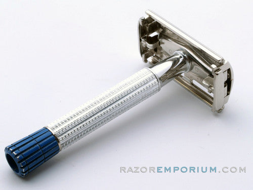 1957 C1 Gillette Blue Tip Light DE Super Speed Razor Nickel Set w/ Case & Blade Bank