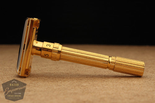 Gillette 1965 Slim Adjustable Safety Razor J4 * 24K Gold REVAMPED