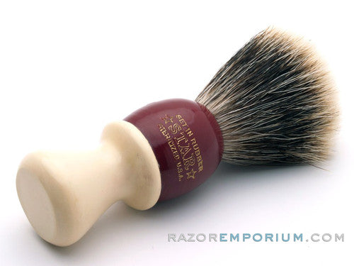 Vintage Star Red & Cream Shaving Brush - 20mm Pure Badger