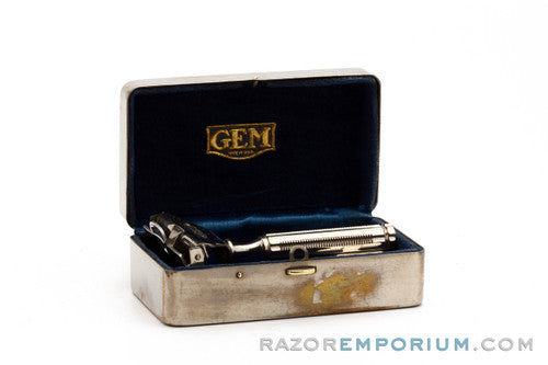 1940's Gem 1912 - Style Single Edge Safety Razor w/ Metal Case