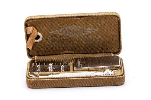 1918 Gillette Ball End Old Type Khaki Service DE Razor Set | US Army