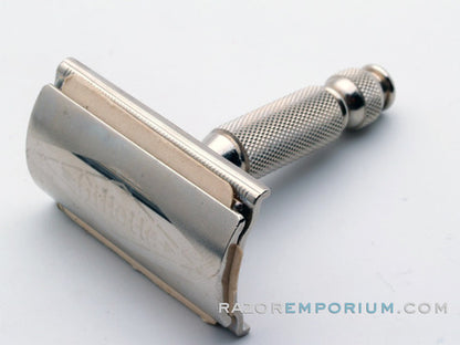 1963 I1 Gillette Travel Tech Safety Razor Brown Leather Case