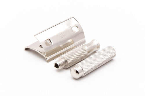 4 Piece Travel Double Edge Safety Razor | Factory Nickel Revamp
